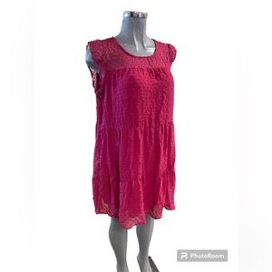 Crystal Doll Women's Swiss Dot Ruffle Sleeve Tiered Sheer Lace Mini Dress Large